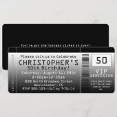 50e verjaardag Party uitnodiging zwart wit ticket (Voorkant / Achterkant)