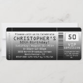 50e verjaardag Party uitnodiging zwart wit ticket (Voorkant)