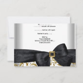 50e Verjaardag Party Wit Goud Juweel Zwart Bow RSVP Kaartje (Achterkant)