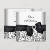 50e Verjaardag Party Wit Zilveren Juweel Black Bow Kaart (Voorkant / Achterkant)