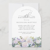 50e Verjaardag Party Witte Roos Blauwe Bloemen Kaart (Voorkant)