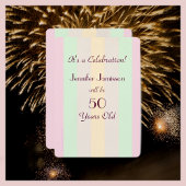 50e verjaardag Pastel gestreept Kaart