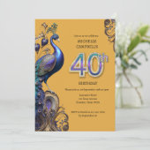 50e verjaardag, pauw kaart (Staand voorkant)