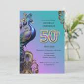 50e verjaardag, pauw kaart (Staand voorkant)