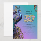 50e verjaardag, pauw kaart (Voorkant / Achterkant)