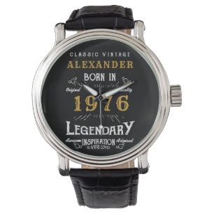 50e Verjaardag Persoonlijk Geboren 1976 Vintage Zw Horloge