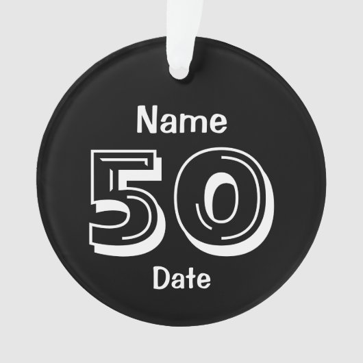 50e verjaardag Persoonlijke gag Gift Black White Ornament (voorkant)
