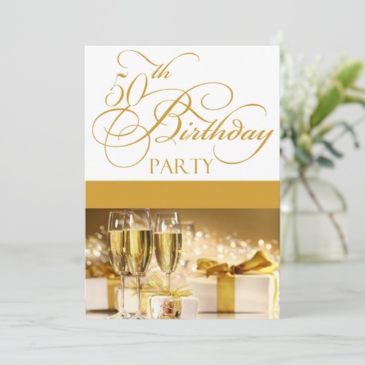 50e verjaardag Persoonlijke uitnodiging (Staand voorkant)