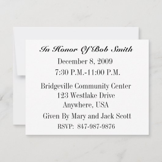 50e verjaardag Persoonlijke uitnodiging (Achterkant)