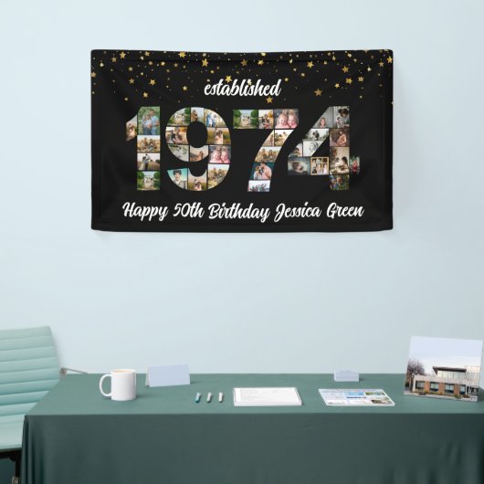 50e verjaardag Photo Collage opgericht 1974 Spandoek (Beurs)