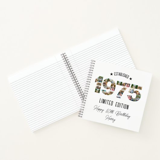 50e verjaardag Photo Collage opgericht 1975 Notitieboek (Binnen)