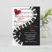 50e verjaardag, Piano Keys Music, Uitnodiging (Staand voorkant)