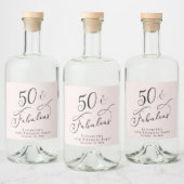 50e verjaardag Pink Likeurfles Etiket (Flessen)