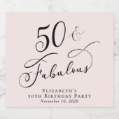 50e verjaardag Pink Likeurfles Etiket (Enkel label)