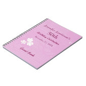 50e verjaardag Pink, White Floral Minimalist Notitieboek (Linkerzijde)