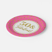 50e verjaardag Pink White Gold Stippen Papieren Bordje (Gekanteld)