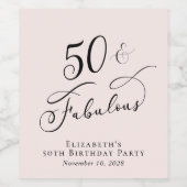 50e verjaardag Pink Wijn Etiket (Enkel label)