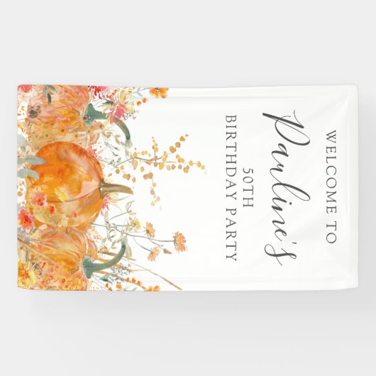 50e verjaardag pompoen Wildflower Verticale Outdoo Spandoek (Horizontaal)