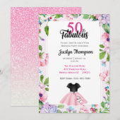 50e verjaardag Poodle Rok-Fabulous 50s Glitter Kaart (Voorkant / Achterkant)