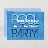 50e verjaardag Pool Party Save the Date V050 Aankondigingskaart (Voorkant / Achterkant)