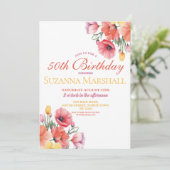 50e verjaardag Poppy lente bloemenzomer Kaart (Staand voorkant)