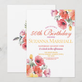 50e verjaardag Poppy lente bloemenzomer Kaart (Voorkant / Achterkant)
