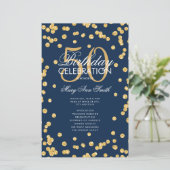 50e verjaardag Programma Gold Glitter Menu Navy (Staand voorkant)