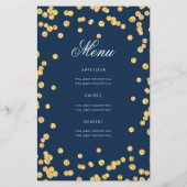 50e verjaardag Programma Gold Glitter Menu Navy (Achterkant)