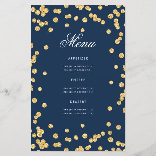50e verjaardag Programma Gold Glitter Menu Navy (Achterkant)