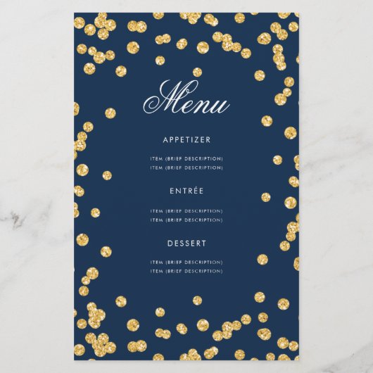 50e verjaardag Programma Gold Glitter Menu Navy (Achterkant)