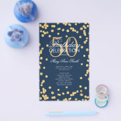 50e verjaardag Programma Gold Glitter Menu Navy (Enkel)