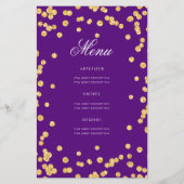 50e verjaardag Programma Gold Glitter Menu Paars (Achterkant)