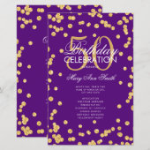50e verjaardag Programma Gold Glitter Menu Paars (Voorkant / Achterkant)