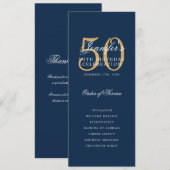 50e Verjaardag Programma Gold Navy Blauw Dank U (Voorkant / Achterkant)