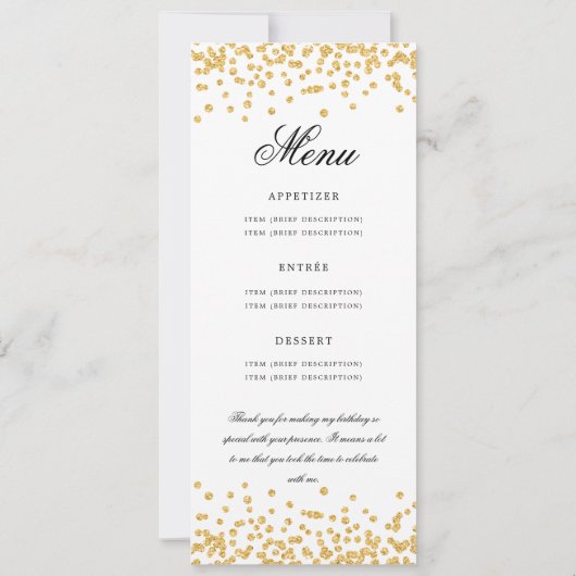 50e verjaardag programma menu Dank u goud (Achterkant)