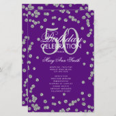 50e verjaardag Programma Silver Glitter Menu Paars (Voorkant / Achterkant)