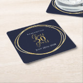 50e verjaardag Proost 50 jaar Navy Gold Party Kartonnen Onderzetters (Schuin)