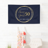 50e verjaardag Proost 50 jaar Navy Gold Party Spandoek (Insitu)
