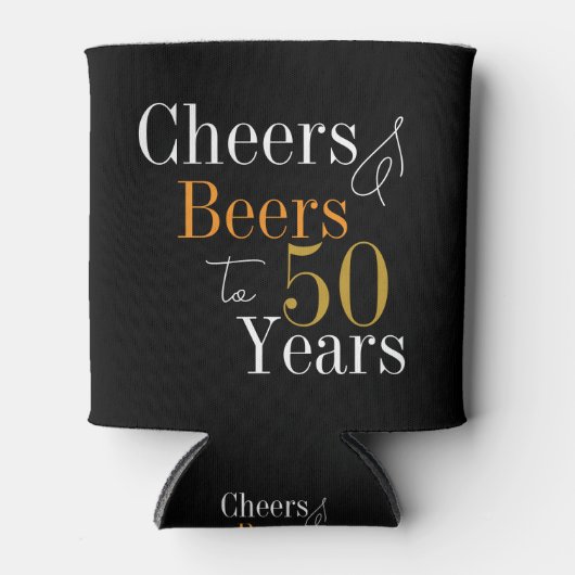 50e verjaardag Proost en bier Black Gold Party Blikjeskoeler (Voorkant)