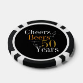 50e verjaardag Proost en bier Black Gold Party Poker Chips (Enkel)