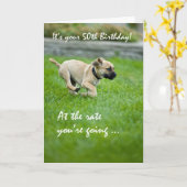 50e verjaardag Puppy Running Kaart (Gele Bloem)