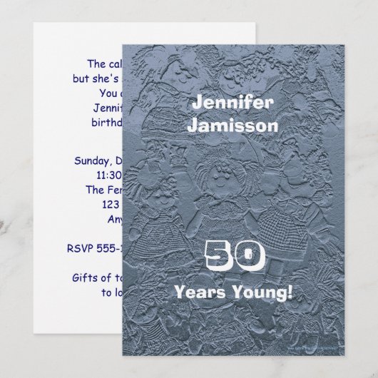 50e verjaardag Rag Dolls Silver Blue Kaart (Voorkant / Achterkant)