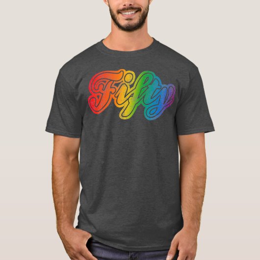 50e verjaardag Rainbow  80s Style Gay Gift T-shirt (Voorkant)