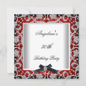 50e verjaardag Red Black White Jewel Bow Kaart (Voorkant)