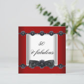 50e verjaardag Red Black White Jewels Bow Kaart (Staand voorkant)