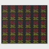50e verjaardag: Red Digital Clock Style "50" + naa Cadeaupapier (Vlak)