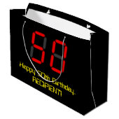 50e verjaardag: Red Digital Clock Style "50" + naa Groot Cadeauzakje (Achterkant Gekanteld)