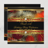 50e verjaardag Red Feather Black Gold van de Rode  Kaart (Voorkant / Achterkant)