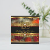 50e verjaardag Red Feather Black Gold van de Rode  Kaart (Staand voorkant)