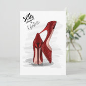 50e verjaardag Red Glitter Stilettos Kaart (Staand voorkant)